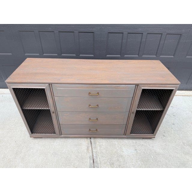 Late 20th Century Vintage Mid-Century Mengel Credenza / Media Cabinet Solid Wood Sideboard For Sale - Image 5 of 11