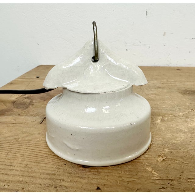 Vintage White Porcelain Pendant Light, 1970s For Sale - Image 9 of 13