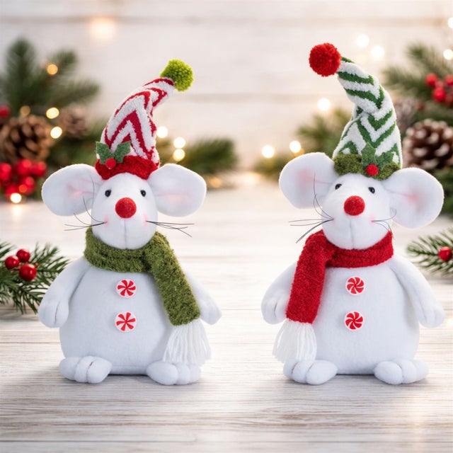 Bring a dash of peppermint charm to your holiday decorating with this Holiday Plush Mouse Décor Set. These adorable...