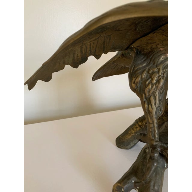 Vintage Mid-Century Solid Brass Eagle on Branch Sculpture For Sale - Image 12 of 12
