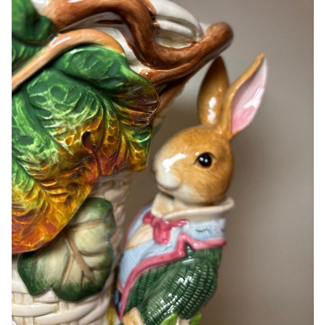 Ceramic Mint Condition Vintage Fitz & Floyd "Old World Rabbits" 12" Ceramic Centerpiece Vase For Sale - Image 7 of 12