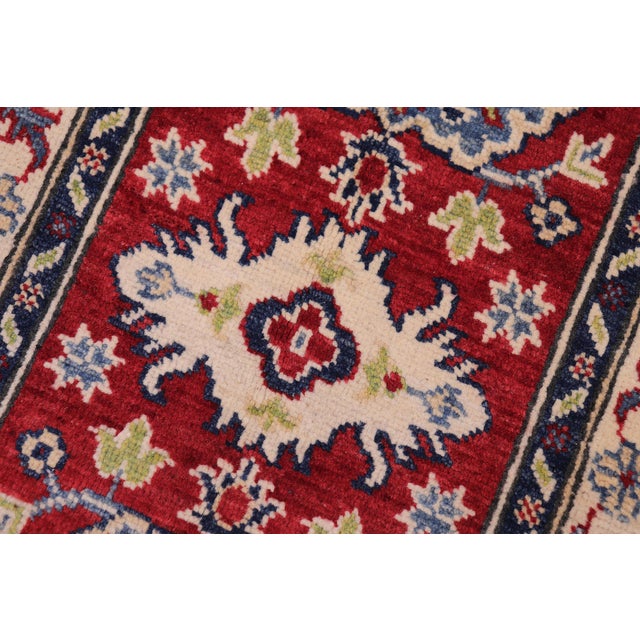Bohemian Kazak Tribal Red/Beige Wool Rug - 2'0''x3'0'' For Sale In New York - Image 6 of 10
