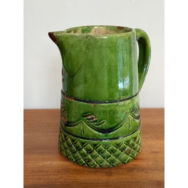 Ceramic Early 20th Century Rustic Green European Pitcher For Sale - Image 7 of 12