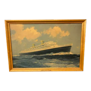 Vintage Holland America Line Ship Advertising Art