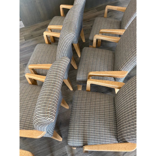 Set of 8 Attributed to Sally Sirkin Lewis for J. Robert Scott Art Deco Revival Dining Chairs — Crackle Lacquer Frames, Vintage Designer Set For Sale - Image 15 of 15