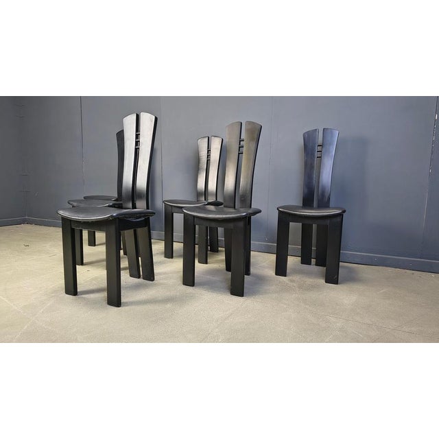 Black Postmodern Wooden Dining Chairs, 1980s, Set of 6 For Sale - Image 8 of 14