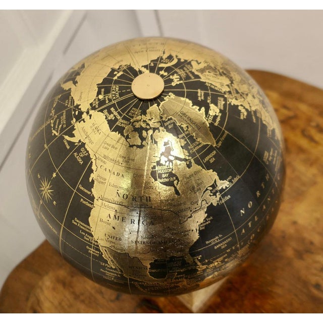 Black Mid-Century 12 Terrestrial Black and Gold Globe, 1960s For Sale - Image 8 of 10