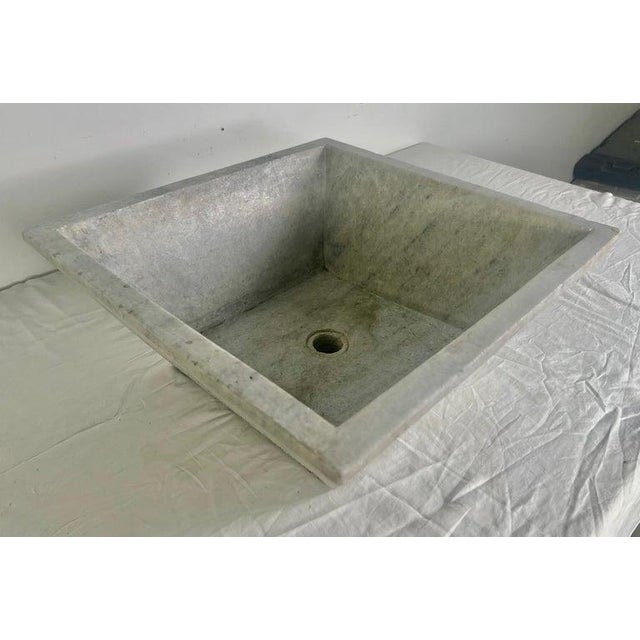 1940s Mid 20th Century Italian Stone Sink With Distressed Finish For Sale - Image 5 of 10