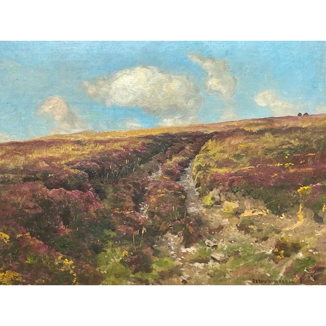 Arthur Wardle Signed Exmoor British Moorland Landscape Oil Painting Rich heather tones and an expansive sky give this...