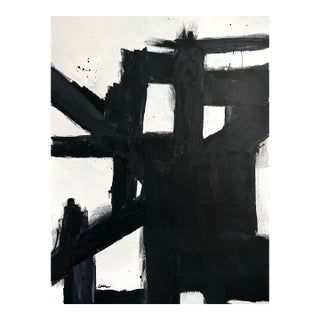Large Scale Abstract Expressionist Black and White Painting Arlene Carr For Sale