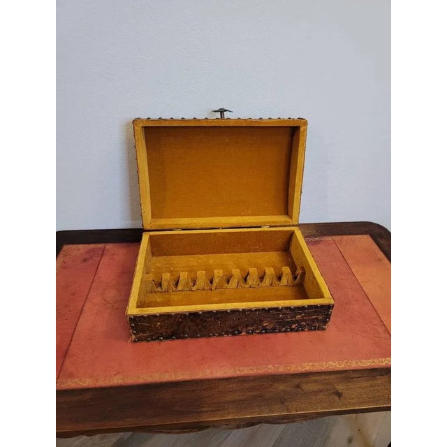 Vintage European Distressed Leather Flatware Display Chest For Sale In Dallas - Image 6 of 11