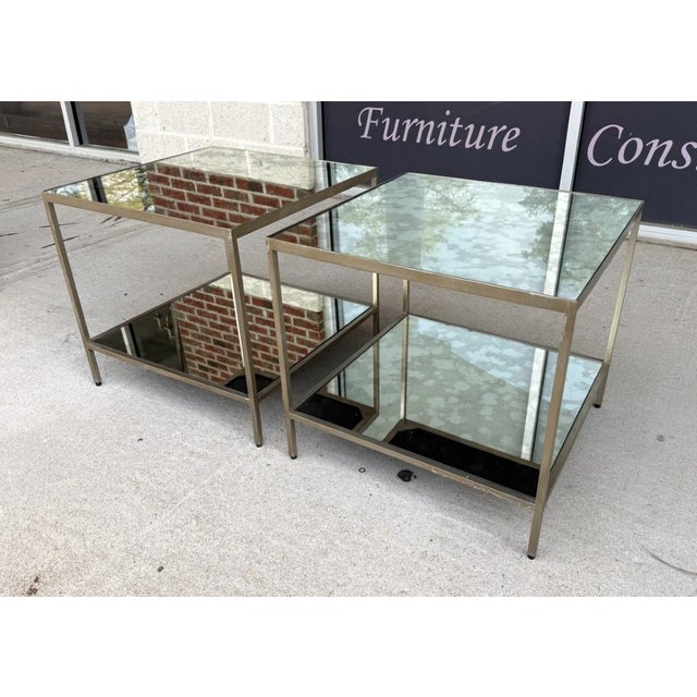 Ethan Allen Pair of Attributed Ethan Allen Two-Tier Mirrored Side Tables For Sale - Image 4 of 15