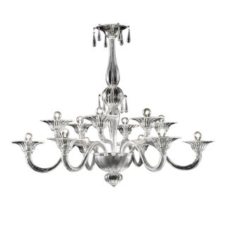 Transparent Venetian Murano Glass Chandelier by Simoeng For Sale
