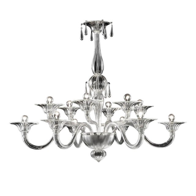 Transparent Venetian Murano Glass Chandelier by Simoeng For Sale