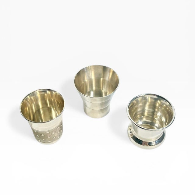 Art Deco French Silver Plate Small Cups Matchstick Holders - Set of 3 For Sale - Image 4 of 13