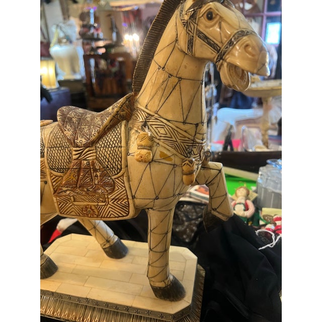 Vintage Chinese Tessellated Bone Horses Tang Dynasty Style For Sale - Image 11 of 13