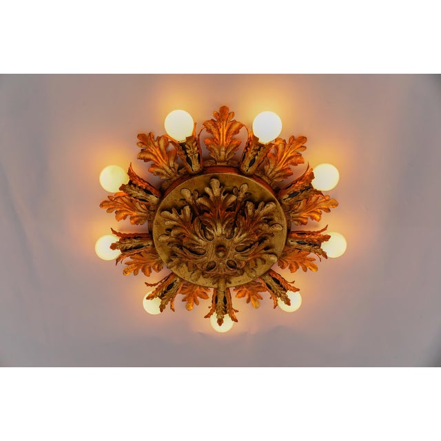 Large Vintage Florentine Leaf Ceiling Lamp by Banci Firenze, 1960s For Sale - Image 4 of 12