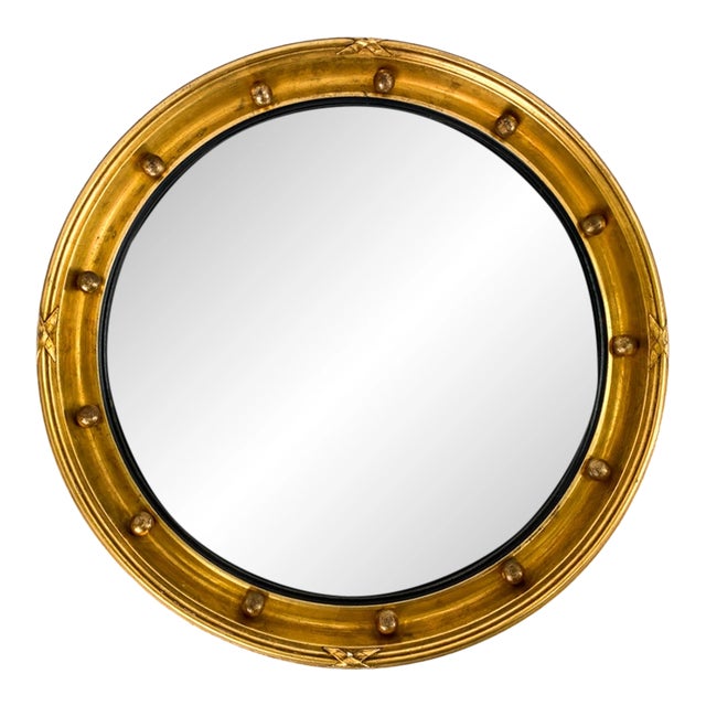 Vintage Giltwood Regency Style Convex Bullseye Mirror For Sale