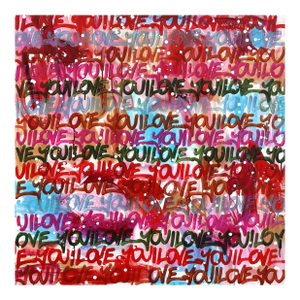 Her Love Shines So Bright - Original Colorful Text Abstract Mixed Media Painting on Canvas by Amber Goldhammer