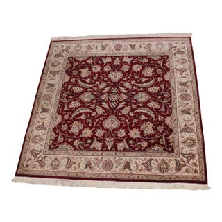 High Red & Ivory Square Persian Room Size Rug For Sale