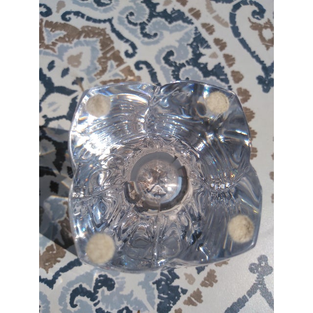 Glass Late 20th Century Heavy Crystal Lotus Vase For Sale - Image 7 of 7