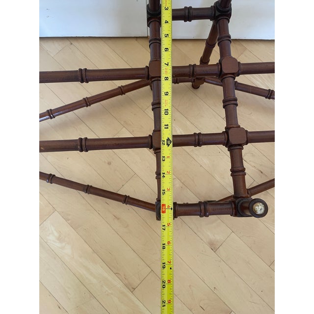 1970s Vintage Hollywood Regency Style Faux Bamboo Coffee Table Base in a Dark Wood For Sale - Image 5 of 8