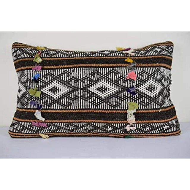 1990s Handmade Turkish Ethic Oblong Pillow Cover, Lumbar Pillow Cover 16'' X 24'' (40 X 60 Cm) For Sale - Image 5 of 5