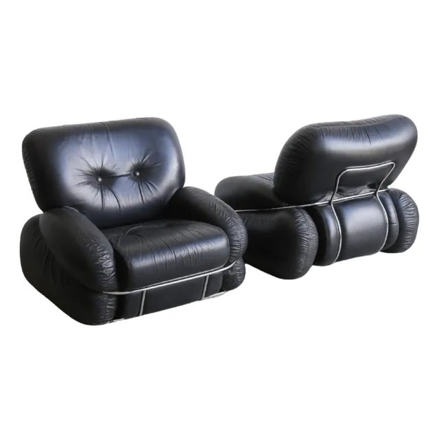 1970s Pair of Okay Armchairs by Adriano Piazzesi For Sale