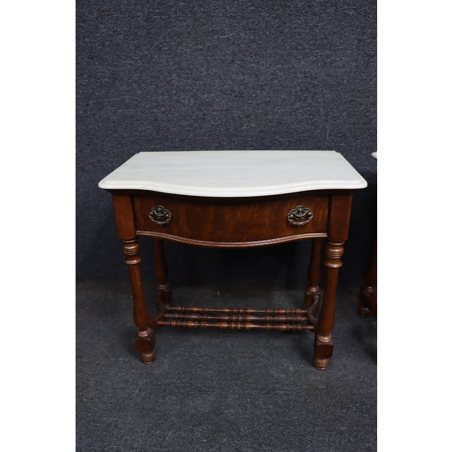 Pulaski Furniture Oak Nightstands With Faux Marble Tops, Pair For Sale - Image 9 of 15