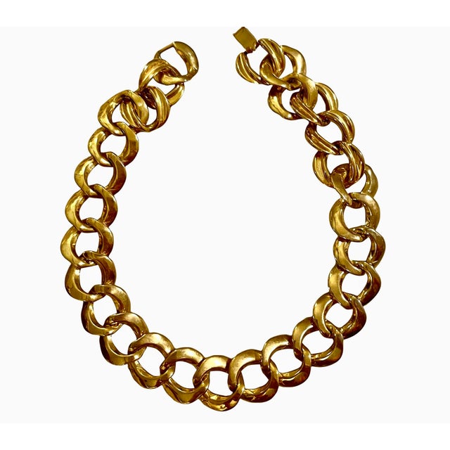 Gold Les Bernard Verdura Style Gold Chain Link Necklace For Sale - Image 8 of 8