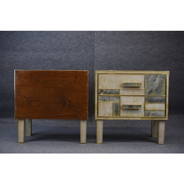 Bedside Tables in Walnut and Stone-Effect Murano Glass from Justfurnituress SRL, Set of 2 For Sale - Image 10 of 18