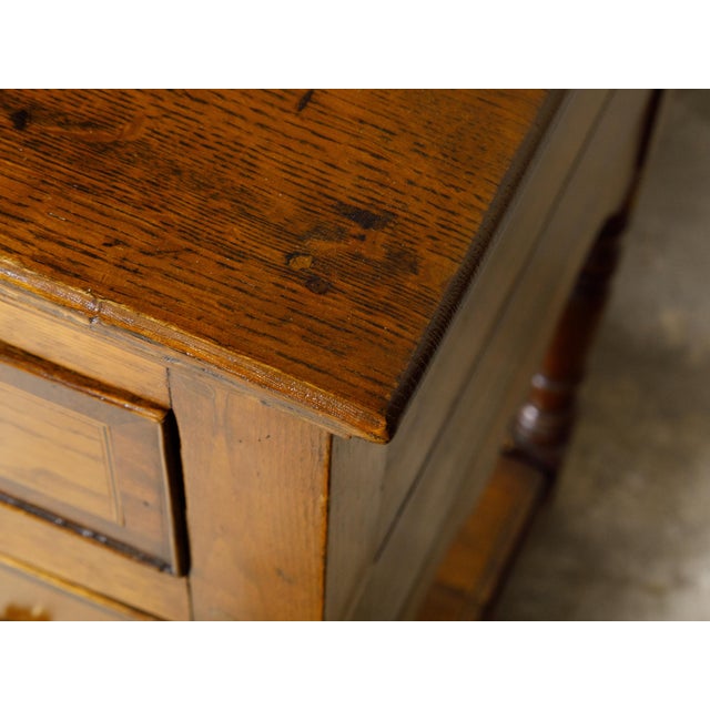 Brown English 19th Century Oak Dresser Base with Marquetry, Doors and Drawers For Sale - Image 8 of 12