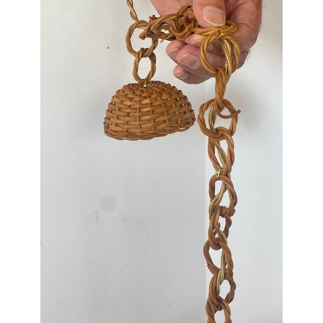 1960s French Louis Sognot Rattan Pendant Light, 1960s For Sale - Image 5 of 14