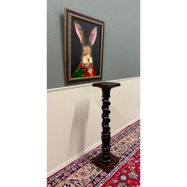 Antique French Louis XIII Barley Twist Pedestal Plant Stand Oak 42" T For Sale - Image 11 of 18