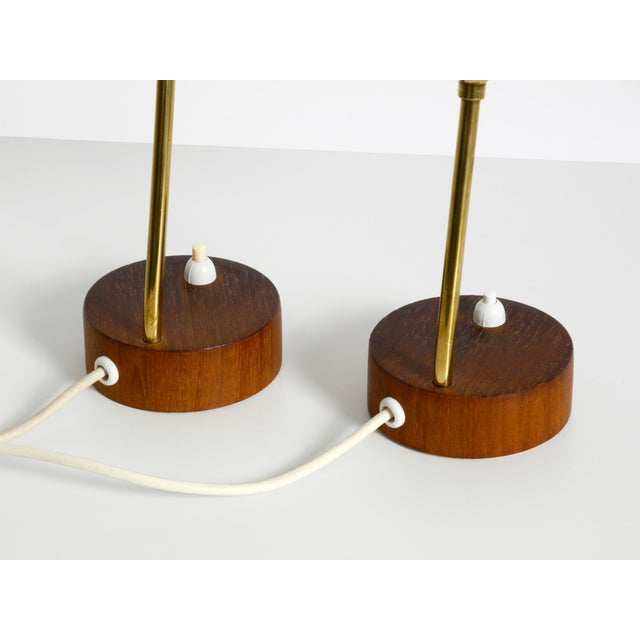 Mid-Century Modern Bedside Lamps with Perforated Metal Shades and Teak Bases, 1950s, Set of 2 For Sale - Image 16 of 18
