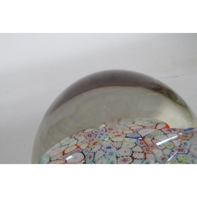 Glass Art Glass Round Egg Paper Weight Italian Murano Style Millefiori Flowers 5132b For Sale - Image 7 of 10