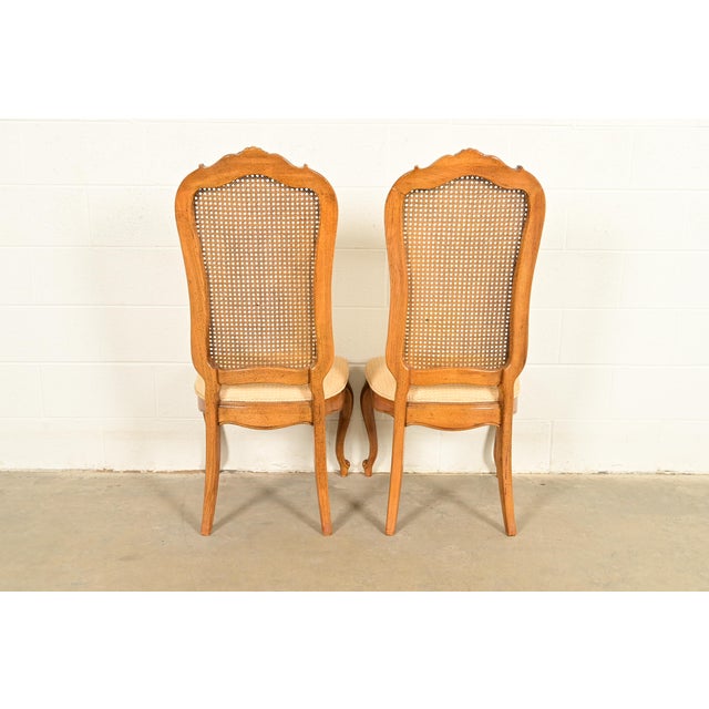 Thomasville French Provincial Louis XV Carved Walnut and Cane Back Dining Chairs, Set of Six For Sale - Image 11 of 13