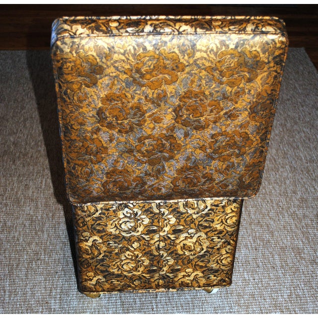 Mid Century Vinyl Sewing Ottoman Box Stool For Sale - Image 6 of 8