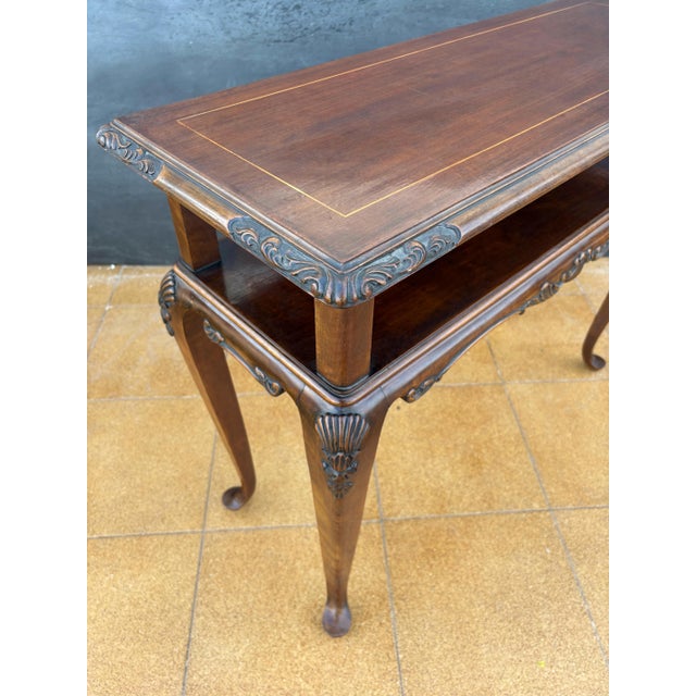 1950s 1950s French Louis XV Style Carved Console Table with Cabriolé Legs For Sale - Image 5 of 14