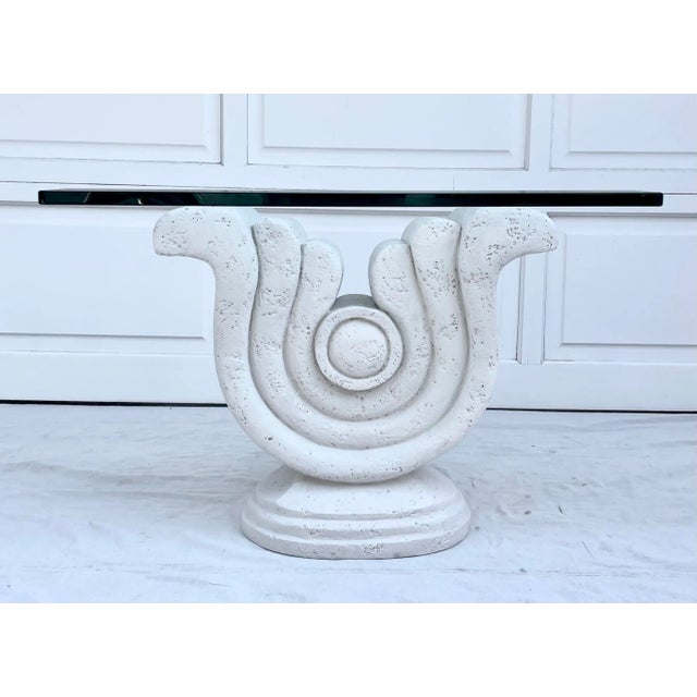 1980s Modern Sculptural Plaster and Glass Side Table For Sale - Image 11 of 11