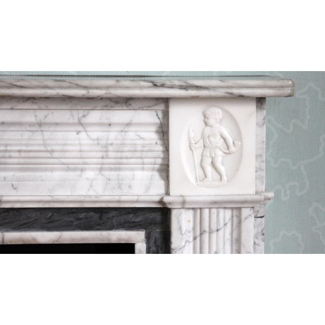 Stone Waldorf Astoria English Regency White Marble Mantel For Sale - Image 7 of 13
