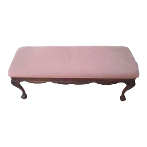 1970s Traditional Style Pink Upholstered Wooden Bench