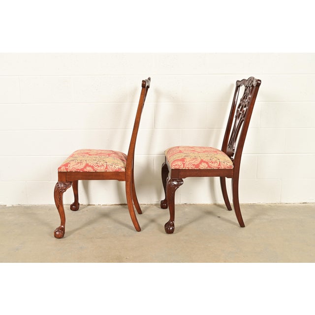 Ethan Allen Chippendale Carved Mahogany Side Chairs or Dining Chairs, Pair For Sale - Image 9 of 13