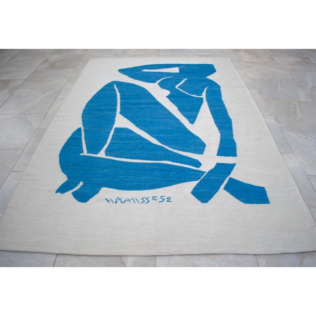 Henri Matisse Blue Nude 3 Inspired Silk Hand Woven Rug For Sale - Image 10 of 15