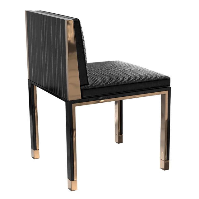 "Victoria" Chair With Stainless Steel, Bronze and Woven Leather For Sale - Image 13 of 13