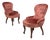 Swedish Modern, Traditional Slipper Chairs, Pink Velvet, Wood, Sweden, 1950s For Sale