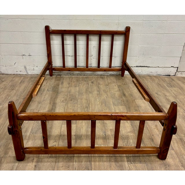 Vintage Full Size Mission Arts and Crafts Rustic Style Slat Bed For Sale - Image 9 of 12