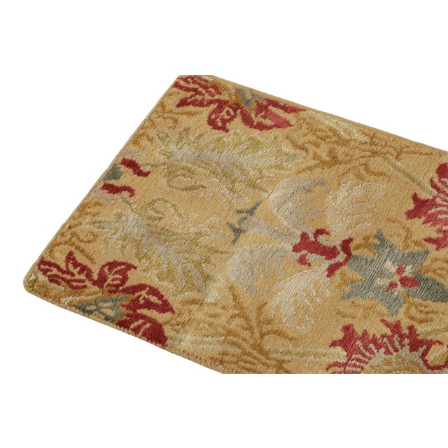 Spanish European Style Runner in Gold, Red & Blue Floral Pattern by Rug & Kilim For Sale In New York - Image 6 of 7