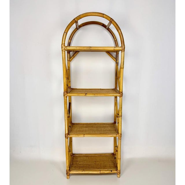 Vintage Bamboo and Wicker Shelves, Italy, 1970s, in Very Good conditions. Designed 1960 to 1969