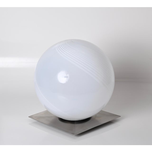 Mid-Century Murano Table Lamp with Steel Base attributed to Lamperti, Italy, 1970s For Sale - Image 4 of 18